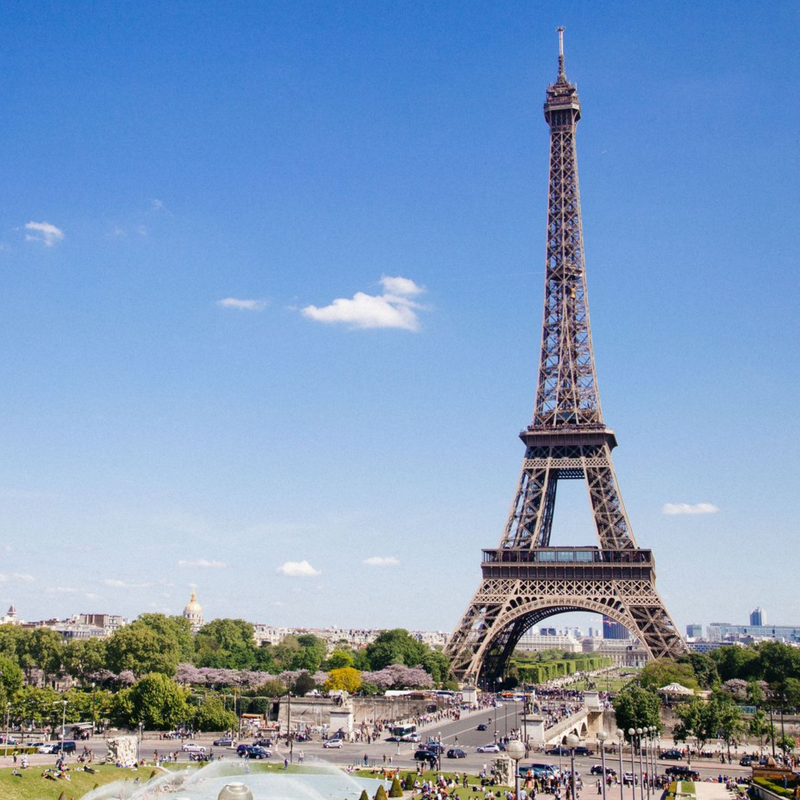 A color image of the Eiffel Tower in Paris that represents one of the locations in France will will explore with children during our Hot Air Balloon Festival Program. 