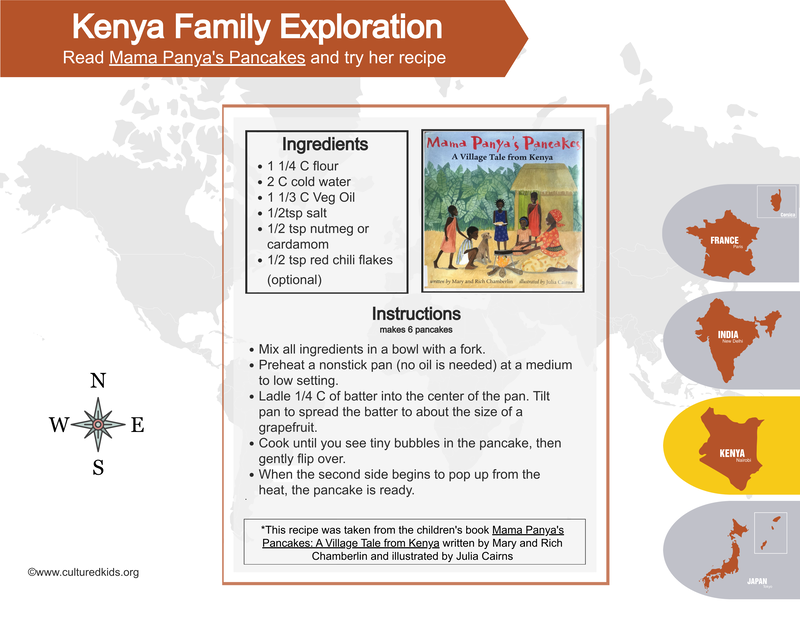 A color image of one of the Atlas Activity Book pages for Kenya that children bring home to do with their family during the Hot Air Balloon Program.